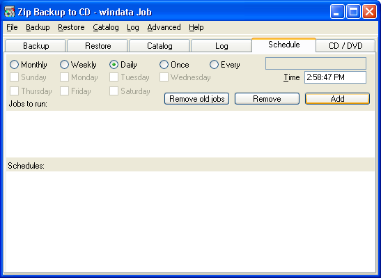 schedule a. Zip Backup to CD - Schedule